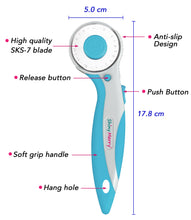 Load image into Gallery viewer, Shiny Merry - Made in Taiwan Colorful 45mm Rotary Cutter for Fabric-BLUE