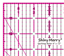 Load image into Gallery viewer, Shiny Merry 6 x 12 inch Non Slip Acrylic Quilting Ruler for Patchwork, Sewing with Pink and Black Grid
