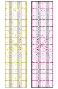 Shiny Merry 6 x 24 inch Transparent Non-Slip Acrylic Quilting Ruler for Precision Cutting, Crafts with Pink and Black Grid